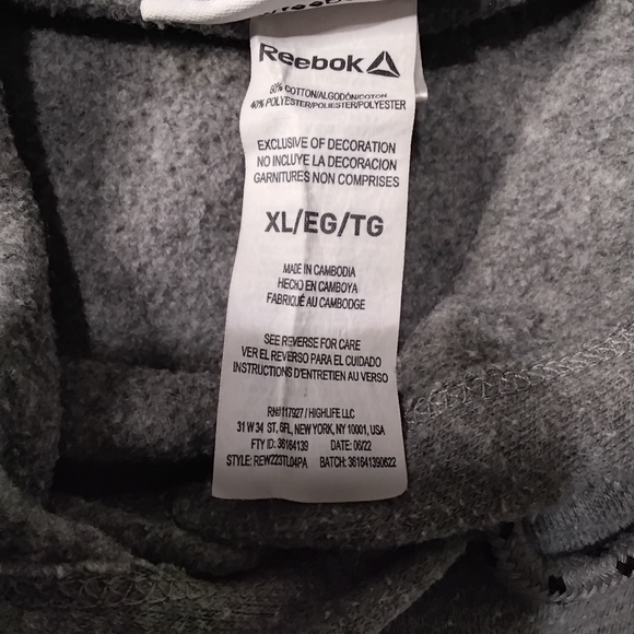 Reebok Womens Gray Hoodie Pullover Sweatshirt Sz XL Zip Pocket. - Picture 6 of 9